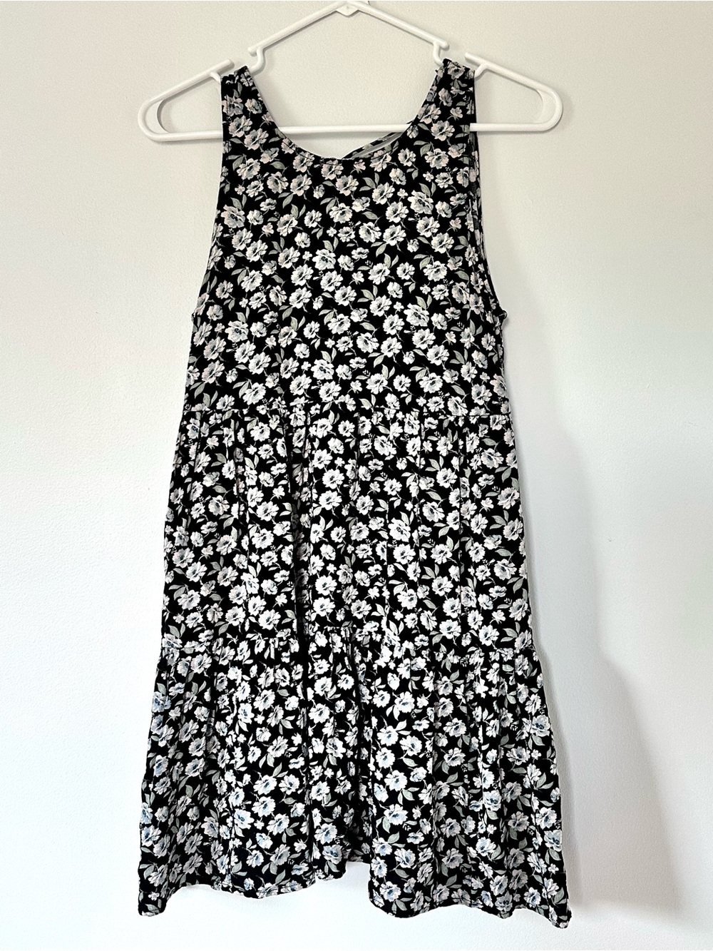 American Eagle Outfitters Black & White Floral baby doll Mini Dress